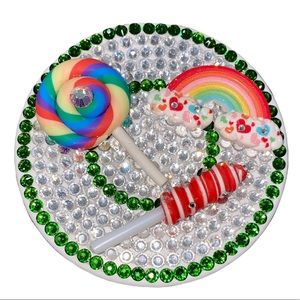 Custom made Candy, Rainbow Pocket Mirror with Rhinestones